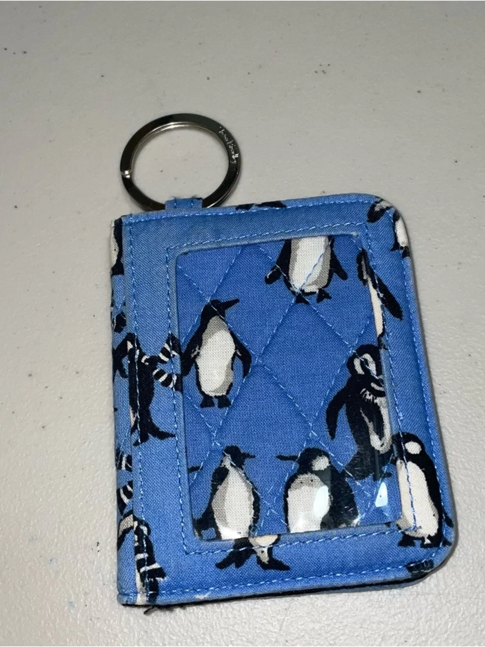 Vera Bradley Bundle Blue Penguin Quilted Card Case Key Ring  & Floral ID keeper - Picture 5 of 6